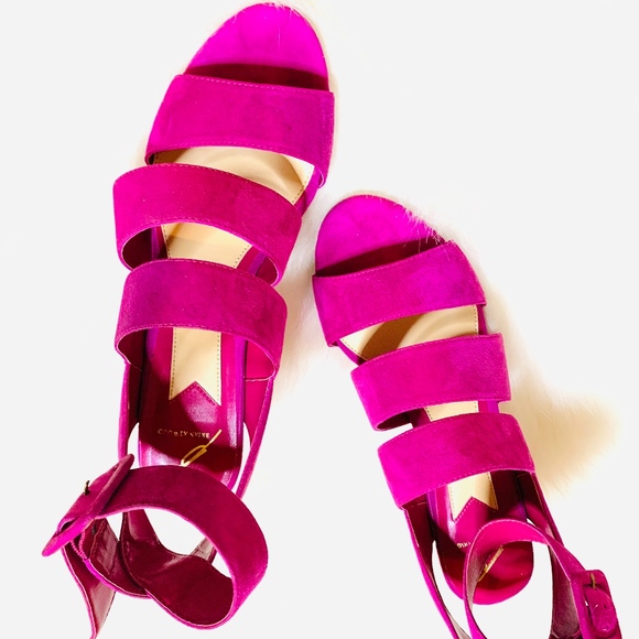 Brian Atwood Hot Pink Suede Baily Sandals - Picture 4 of 4